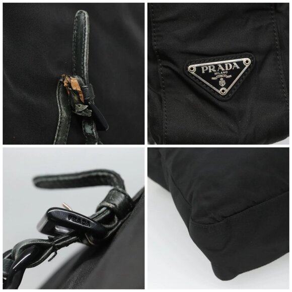 PRADA Chain Shoulder Bag Nylon Black - Picture 12 of 15